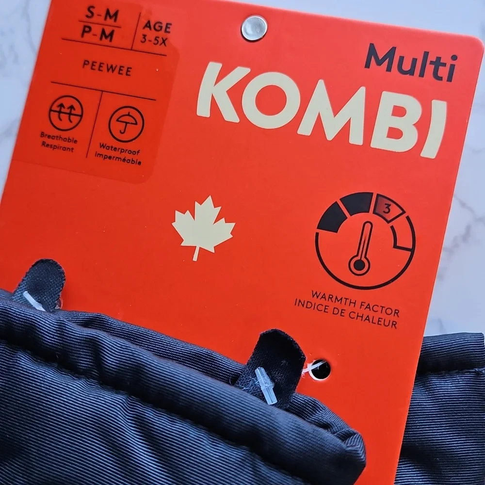 Kombi Kids' Black and Gray Peewww Winter Gloves S/M 3-5x NWT